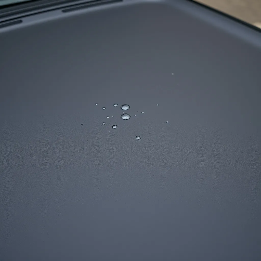 Close-up of a high-quality black vinyl convertible top with